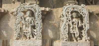 Female figures at Chenna-keshava Devalaya Temple, Belur, Karnataka (South India)