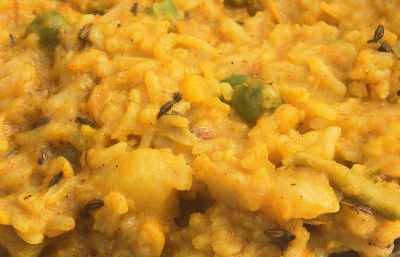 Indian Food: Khichari, thick rice gruel 