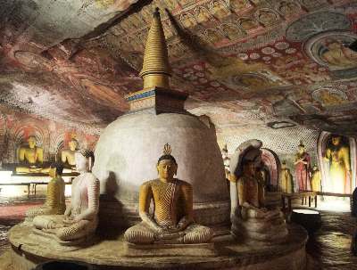 Dagoba (Buddhist Stupa) in cave 2 of Dambulla rock temple , in Dambulla (Sri Lanka, Cultural Triangle)