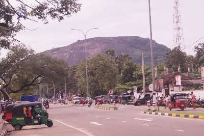 View of Dambulla, Sri Lanka with the temple rock