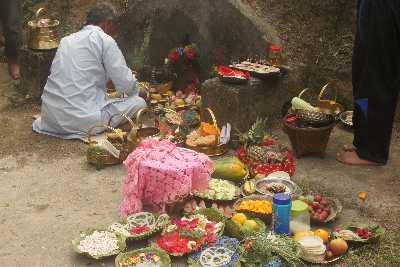 Ritual offerings for Dewali Puja (Newari Hindu Festival) in Dhulikhel, Kathmandu Valley, Nepal