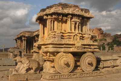 Stone Chariot (Ratha) inside Vitthala Devalaya Temple, at Hampi (former Vijaranagara), Karnataka (India)