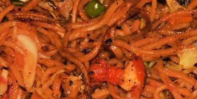 Indian-Chinese Food: Chow Mien, fried noodles