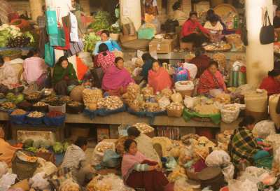 Panoramic view of Purana Bazaar part of Ima Keithel (Women Market) in Imphal (Manipur, North Eastern India)