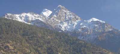 View to Nilgiri Himalayan mountains from Marpha (Mustang, Nepal)