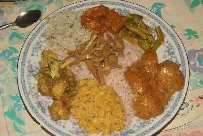 Sri Lankan Food: A Plate of Singhalese Curries at Pink House, Kandy, Sri Lanka