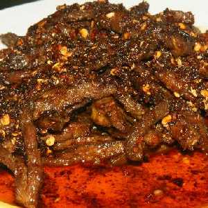Chinese food: Hui-Guo Niu-Rou (twice cooked pork) (doppelt gebratenes Schweinefleisch)