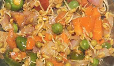 Nepali/Newari Food: Salad from vegetables and fenugreek spouts (Methi, Mi) 