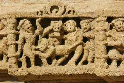 Erotic stone carving, Modhera Sun Temple, Gujarat (India)
