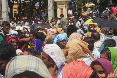 Crowd waiting for Dasara (Dussehra) festival in Mysore, Karnataka, India