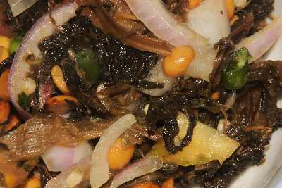 Nepali Food: Gudruk Salad (fermented dried cabbage)