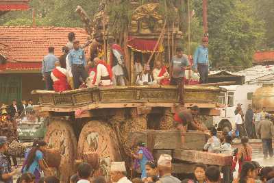 Ratha (Ceremonial Chariot) during the Rato Machendranath Jatra festival in Patan, Kathmandu Valley, Nepal