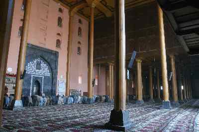 Prayer Hall in the Great Mosque (Jamia Masjid) in Srinagar, Kashmir