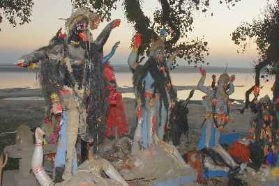 Kali statues on the banks of Brahmaputra, Tezpur, Assam (India)