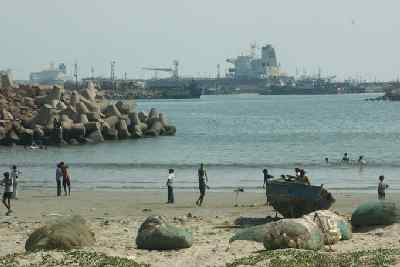 Harbour and beach area in Visakhapatnam, Andhra Pradesh (India)